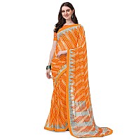 Amazon Brand - Anarva Womens Chiffon Bandhani Lehariya Saree With Blouse Piece (pavitraa-orange-03-an)