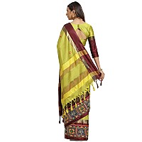 arriva fab cotton silk with blouse piece Saree Riva405 Red Free Size Lemon Green