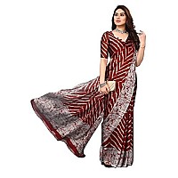 Bee M Pee Designer Chiffon (Printed Saree for Women_Silver Maroon)