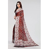 Bee M Pee Designer Chiffon (Printed Saree for Women_Silver Maroon)