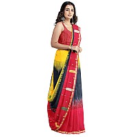 OISHANI SAREE GHOR Womens Cotton Traditional Bengal Ikkat Handloom Saree (Black)