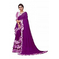 SM TRENDZ Bollywood Style Pure Georgette Ruffle Saree Purple