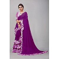 SM TRENDZ Bollywood Style Pure Georgette Ruffle Saree Purple