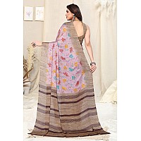 MIRCHI FASHION Womens Plain Weave Chiffon Floral Printed Saree with Blouse Piece 38126Light Pink Multi Color