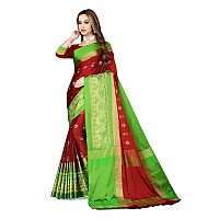 DHRUVI TRENDZ Cotton Silk Saree for Women DTS2155Red