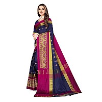 DHRUVI TRENDZ Cotton Silk Saree for Women DTS2155Navy Blue