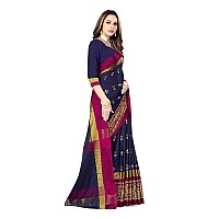 DHRUVI TRENDZ Cotton Silk Saree for Women DTS2155Navy Blue