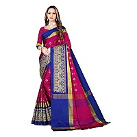 DHRUVI TRENDZ Cotton Silk Saree for Women DTS2155Rani