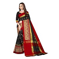 DHRUVI TRENDZ Cotton Silk Saree for Women DTS2155Black