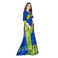 DHRUVI TRENDZ Cotton Silk Saree for Women DTS2155Blue