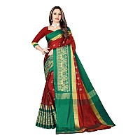 DHRUVI TRENDZ Cotton Silk Saree for Women DTS2155Aqua Red