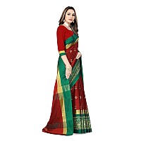 DHRUVI TRENDZ Cotton Silk Saree for Women DTS2155Aqua Red