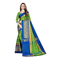 DHRUVI TRENDZ Cotton Silk Saree for Women DTS2155Parrot