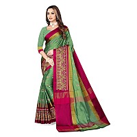 DHRUVI TRENDZ Cotton Silk Saree for Women DTS2155Green