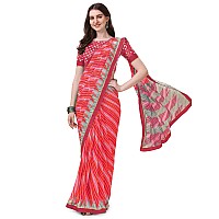 Amazon Brand - Anarva Womens Chiffon Bandhani Lehariya Saree With Blouse Piece (pavitraa-pink-03-an)