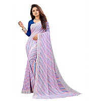 RAJESHWAR FASHION WITH RF Womens Rajasthani Style Leheriya Printed Georgette Saree For Women With Lace Border & Blouse(Purple_Multicolored_Free Size 6.30)