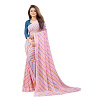 RAJESHWAR FASHION WITH RF Womens Rajasthani Lehriya Printed Georgette Saree For Women With Lace Border & Blouse(Pink_Multicolored_Free Size 6.30)