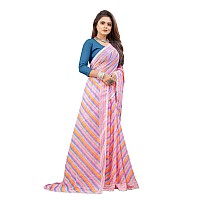 RAJESHWAR FASHION WITH RF Womens Rajasthani Lehriya Printed Georgette Saree For Women With Lace Border & Blouse(Pink_Multicolored_Free Size 6.30)