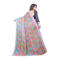 RAJESHWAR FASHION WITH RF Womens Latest Stylish Fancy Square Printed Georgette Saree For Women With Lace Border & Banglori Blouse(Blue Grey_Multicolored_Free Size 6.30)