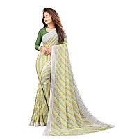 RAJESHWAR FASHION WITH RF Womens Lehriya Printed Georgette Saree For Women With Lace Border & Banglori Silk Blouse(Light Green_Multicolored_Free Size 6.30)