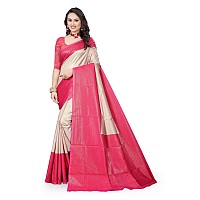 Shasmi Beige Womens Kanchipuram Art Silk Saree With Blouse Piece (KANCHIPURAM 2004 BEIGE PINK)