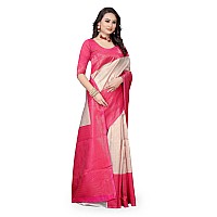 Shasmi Beige Womens Kanchipuram Art Silk Saree With Blouse Piece (KANCHIPURAM 2004 BEIGE PINK)