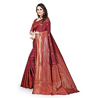 Shasmi Maroon Womens Kanchipuram Art Silk Saree With Blouse Piece (KANCHIPURAM 2012 MAROON)