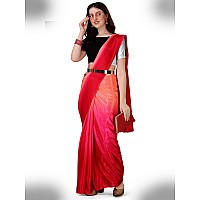 Amazon Brand - Anarva Polyester Ready To Wear Sarees For Women The Perfect Solution For Busy Lifestyles (Pink)