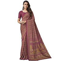 SIRIL Womens Printed Silk Crepe Saree with Unstitched Blouse Piece(2854S2401_Pink)