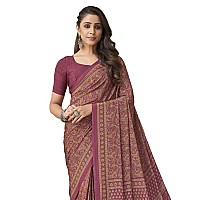 SIRIL Womens Printed Silk Crepe Saree with Unstitched Blouse Piece(2854S2401_Pink)