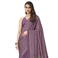 SIRIL Womens Printed Silk Crepe Saree with Unstitched Blouse Piece(2854S2404_Purple)