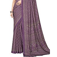 SIRIL Womens Printed Silk Crepe Saree with Unstitched Blouse Piece(2854S2404_Purple)