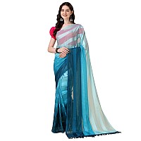 Granthva Fab Womens Embellished Silk Blend Fancy Saree with Blouse Piece GF319Teal Blue and Sky Blue