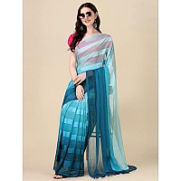 Granthva Fab Womens Embellished Silk Blend Fancy Saree with Blouse Piece GF319Teal Blue and Sky Blue