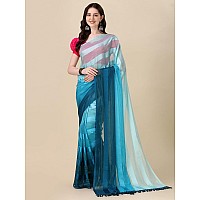 Granthva Fab Womens Embellished Silk Blend Fancy Saree with Blouse Piece GF319Teal Blue and Sky Blue