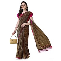 Granthva Fab Womens Embellished Silk Blend Fancy Saree with Blouse Piece GF334Brown