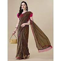 Granthva Fab Womens Embellished Silk Blend Fancy Saree with Blouse Piece GF334Brown