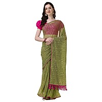 Granthva Fab Womens Embellished Silk Blend Fancy Saree with Blouse Piece GF335Fluorescent Green