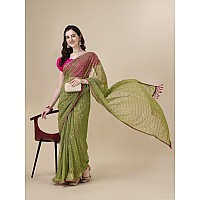 Granthva Fab Womens Embellished Silk Blend Fancy Saree with Blouse Piece GF335Fluorescent Green