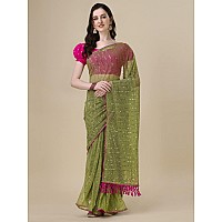 Granthva Fab Womens Embellished Silk Blend Fancy Saree with Blouse Piece GF335Fluorescent Green