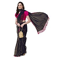 Granthva Fab Womens Embellished Silk Blend Fancy Saree with Blouse Piece GF333Navy Blue