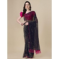 Granthva Fab Womens Embellished Silk Blend Fancy Saree with Blouse Piece GF333Navy Blue