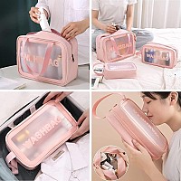 TAGUDA Washbag Set of 3 pcs Cosmetic Toiletry Makeup Vanity Shaving Household Grooming Travel Storage Organizer Bags Pouch kit Pack for Men Women Girls Travel (Pink)