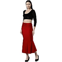 Shreeji Designer Cotton Lycra Blended Saree Shapewear Petticoat Fully Stretchable for Women Petticoat Skirts for Women Shape Wear Dress for Saree (M, Red)