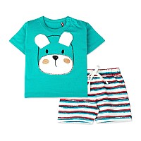 Ariel Baby Boys Baby Girls Cotton Printed Round Neck Half Sleeve Tshirt Short Trendy Summer Clothing Setsarbhalfss03Whi