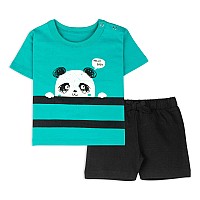 Ariel Baby Boys Baby Girls Cotton Printed Round Neck Half Sleeve Tshirt Short Trendy Summer Clothing Setsarbhalfss1218H