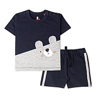 Ariel Baby Boys Baby Girls Cotton Printed Round Neck Half Sleeve Tshirt Short Trendy Summer Clothing Setsarbhalfss03Nav