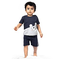 Ariel Baby Boys Baby Girls Cotton Printed Round Neck Half Sleeve Tshirt Short Trendy Summer Clothing Setsarbhalfss03Nav