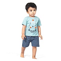 Ariel Baby Boys Baby Girls Cotton Printed Round Neck Half Sleeve Tshirt Short Trendy Summer Clothing Setsarbhalfss1218O