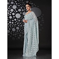 Womanista Womens Woven Georgette Ready to Wear Saree TI3325Blue